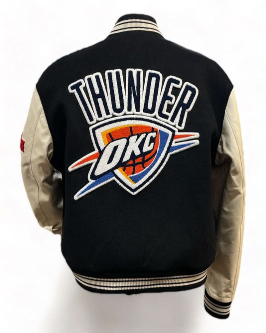 OKLAHOMA CITY THUNDER WOOL & LEATHER VARSITY JACKET Black / White