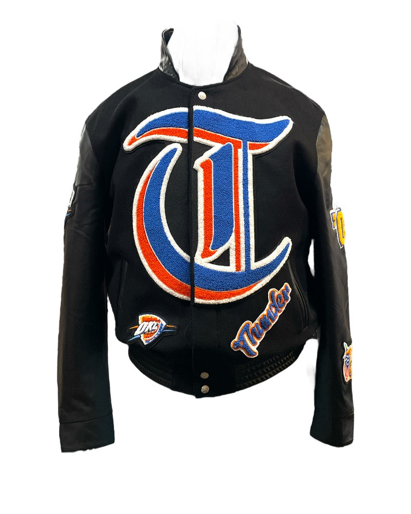 OKLAHOMA CITY THUNDER WOOL & LEATHER OLD ENGLISH VARSITY JACKET Black / Black