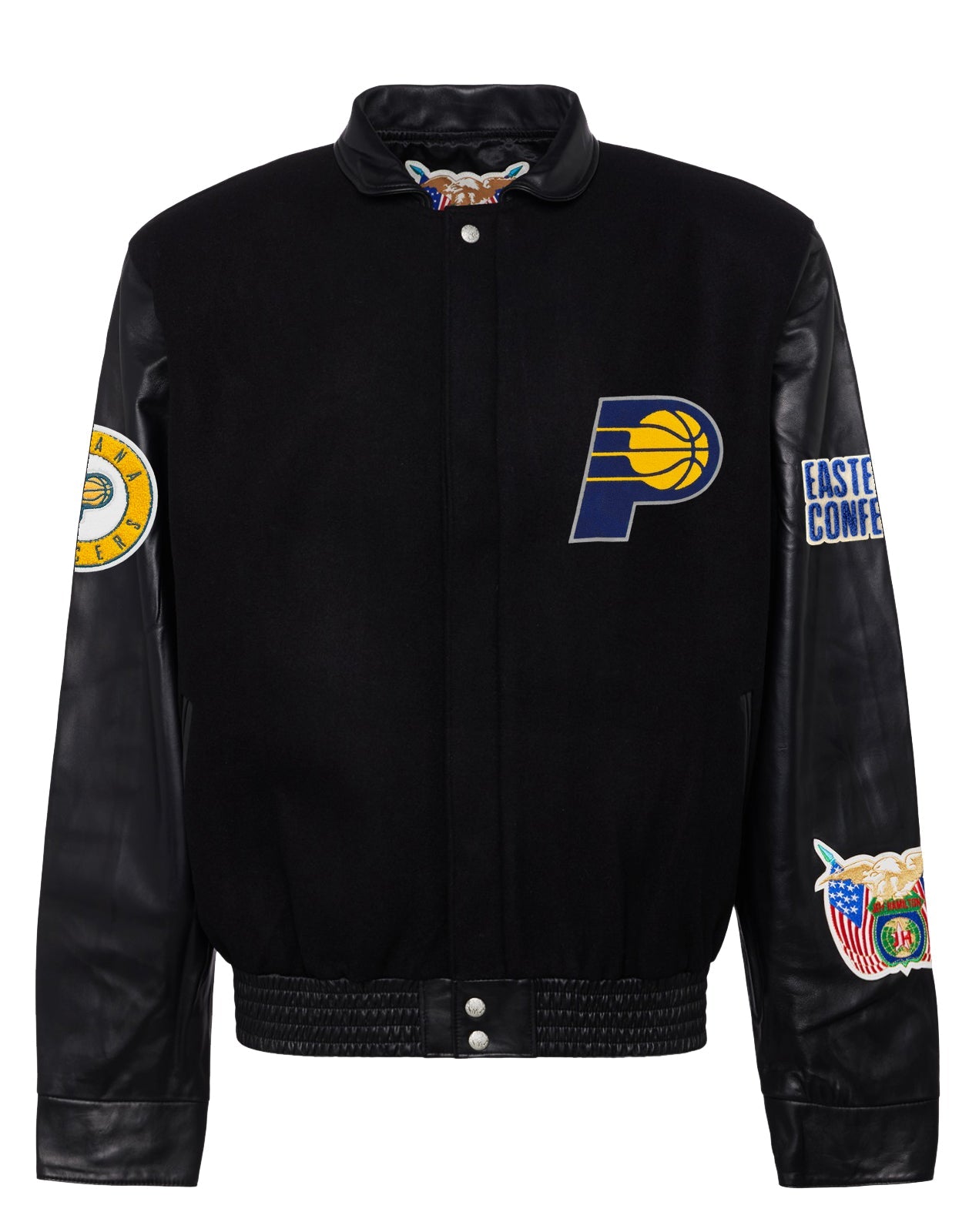 INDIANA PACERS WOOL & LEATHER JACKET Black