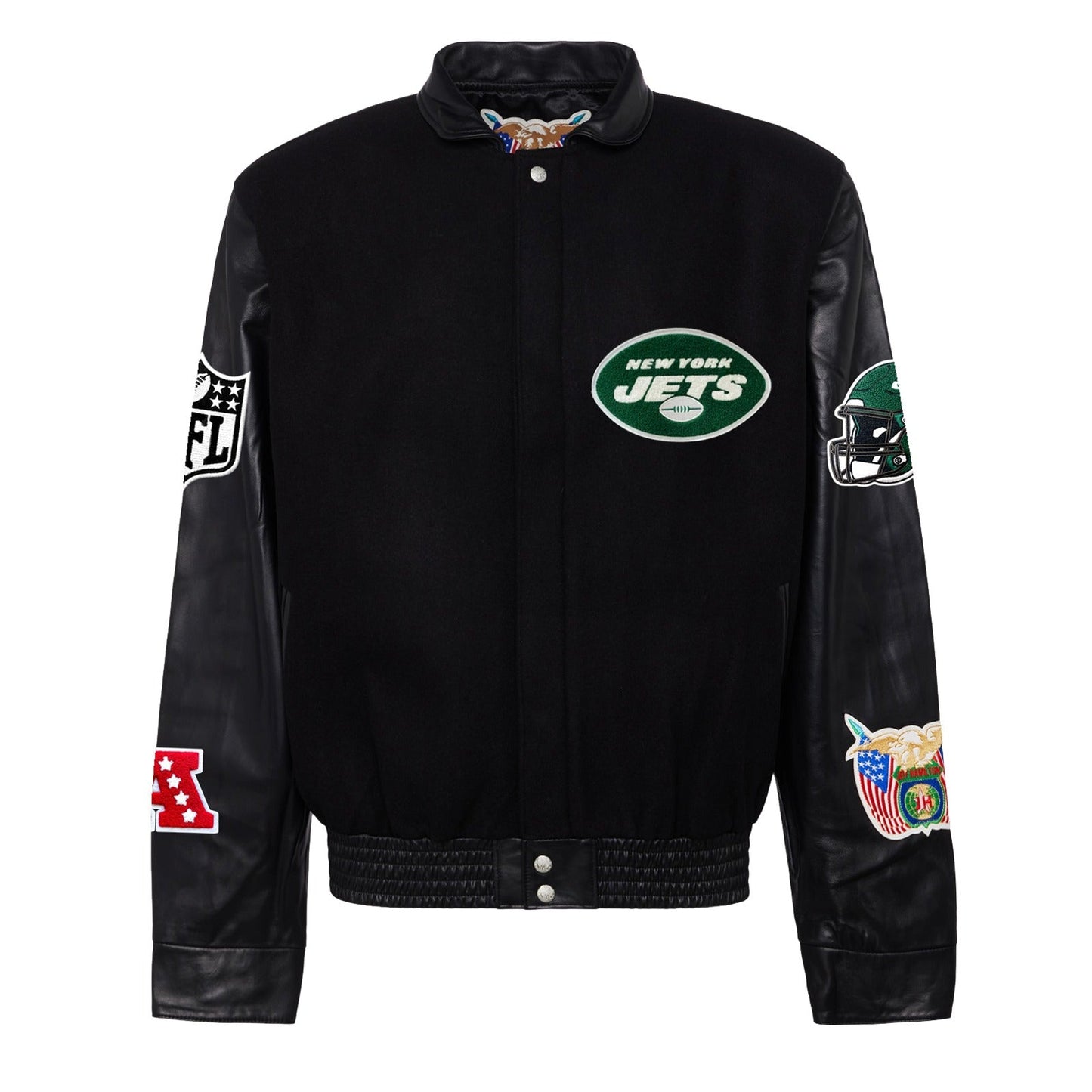 NEW YORK JETS WOOL & LEATHER VARSITY JACKET Black/Black