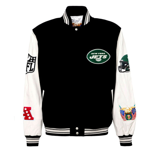 NEW YORK JETS WOOL & LEATHER VARSITY JACKET Black/White hover image