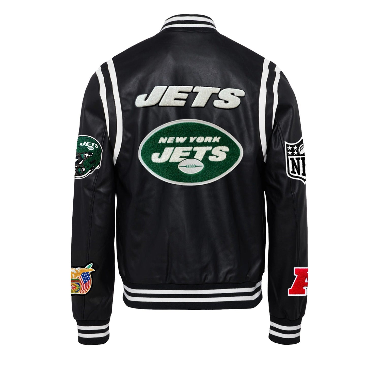 NEW YORK JETS VEGAN LEATHER JACKET Black / White