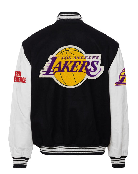 LOS ANGELES LAKERS WOOL & LEATHER VARSITY JACKET Black / White