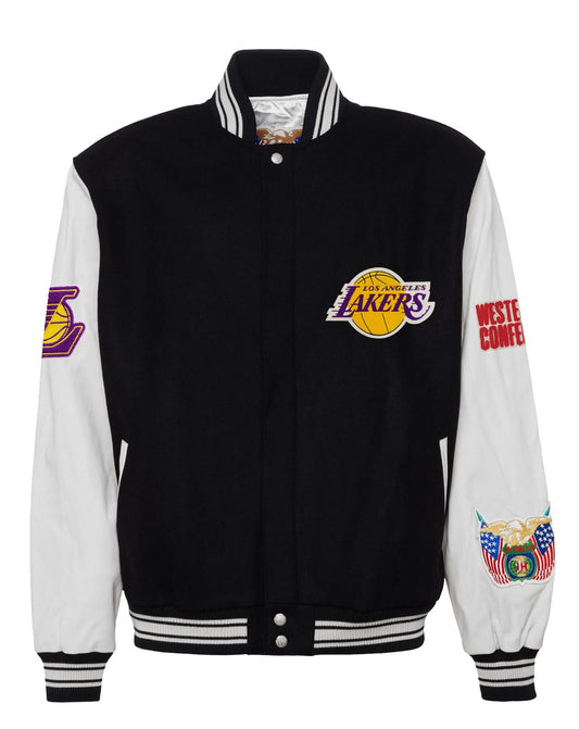 LOS ANGELES LAKERS WOOL & LEATHER VARSITY JACKET Black / White hover image