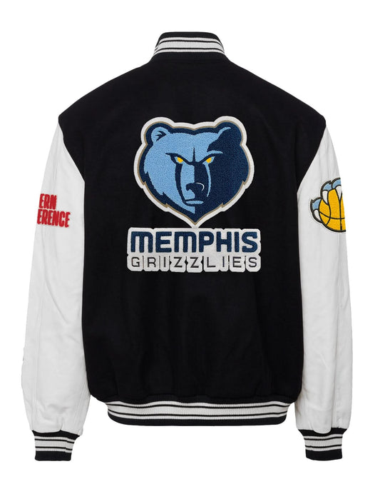 MEMPHIS GRIZZLIES WOOL & LEATHER VARSITY JACKET Black / White