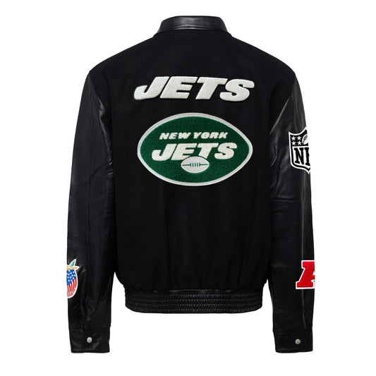 NEW YORK JETS WOOL & LEATHER VARSITY JACKET Black/Black