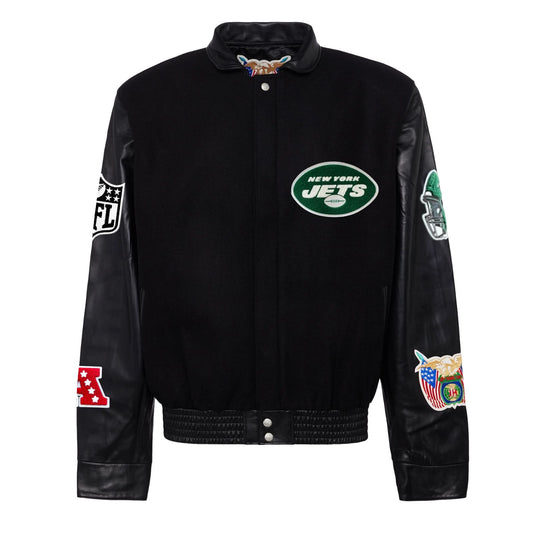 NEW YORK JETS WOOL & LEATHER VARSITY JACKET Black/Black hover image