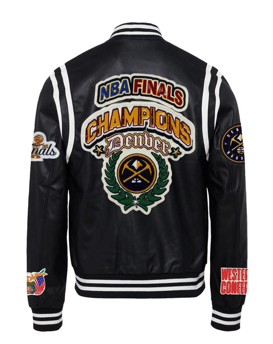 DENVER NUGGETS NBA CHAMPIONSHIP VEGAN LEATHER JACKET hover image