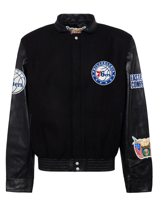 PHILADELPHIA 76ERS WOOL & LEATHER JACKET Black hover image