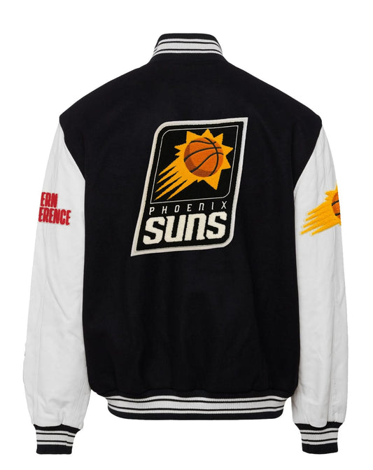 PHOENIX SUNS WOOL & LEATHER VARSITY JACKET Black / White