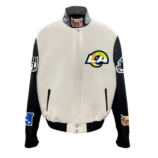 LOS ANGELES RAMS WOOL & LEATHER VARSITY JACKET Off White/Black hover image