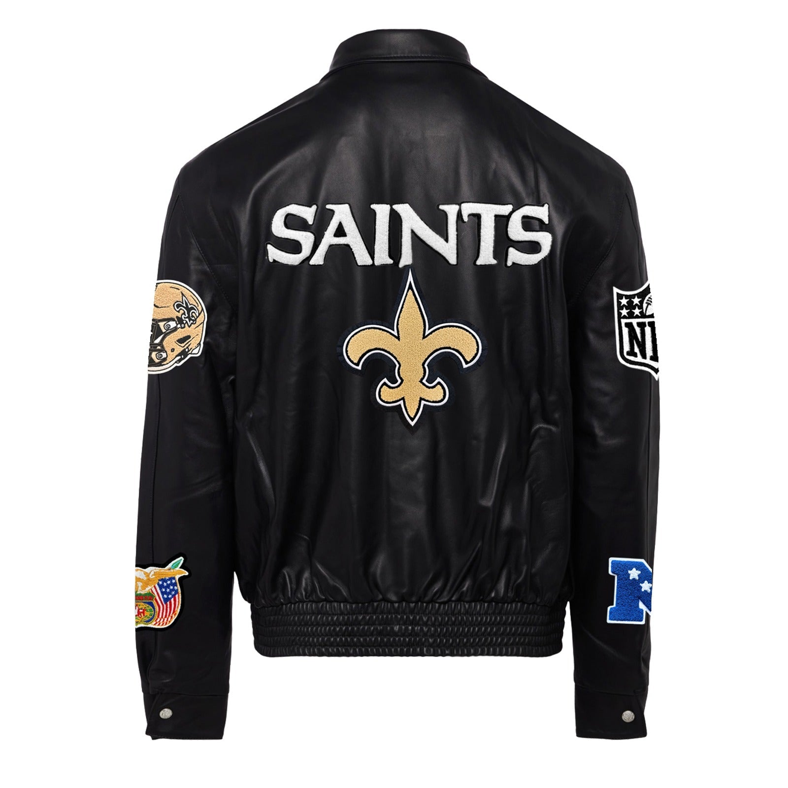 NEW ORLEANS SAINTS FULL LEATHER JACKET Black