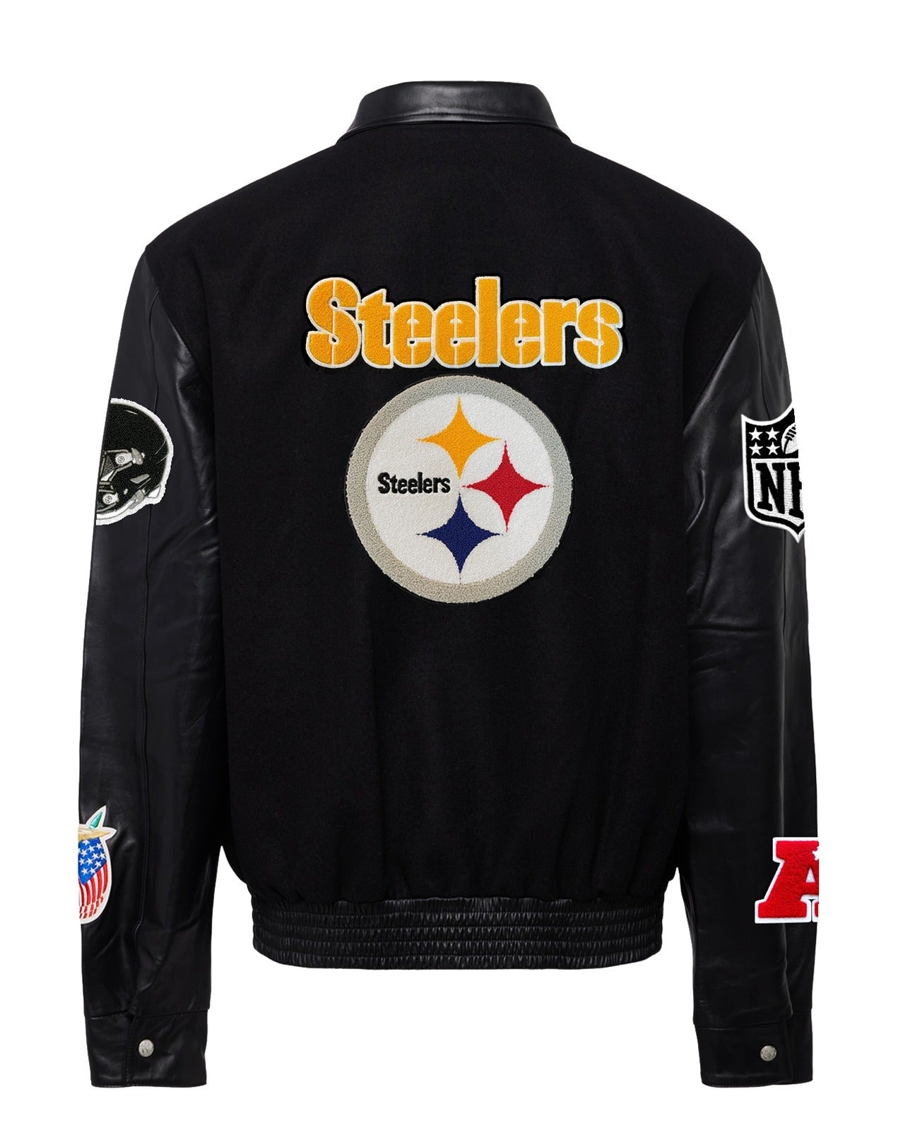 PITTSBURGH STEELERS WOOL & LEATHER VARSITY JACKET Black/Black