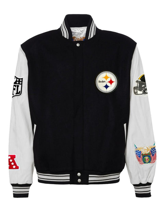 PITTSBURGH STEELERS WOOL & LEATHER VARSITY JACKET Black/White hover image