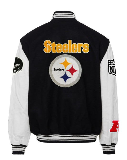 PITTSBURGH STEELERS WOOL & LEATHER VARSITY JACKET Black/White