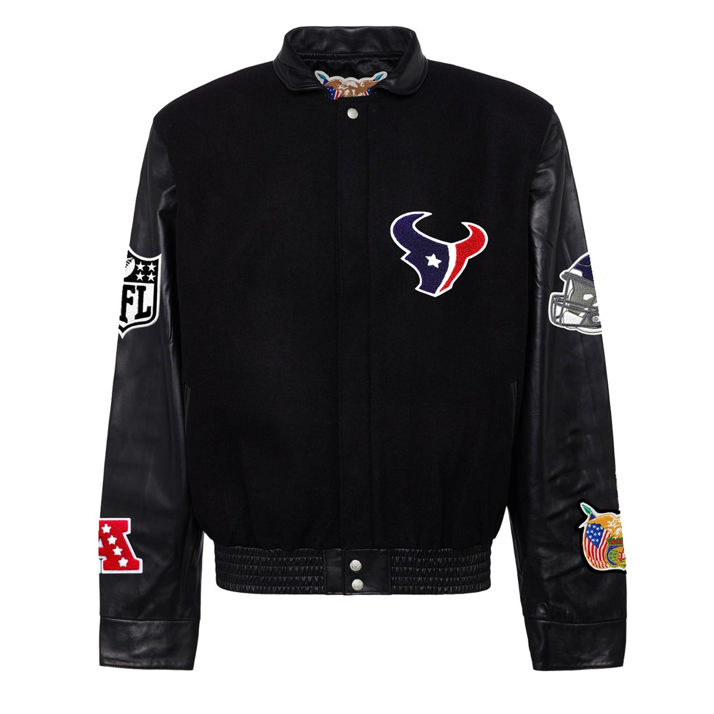 HOUSTON TEXANS WOOL & LEATHER VARSITY JACKET Black/Black