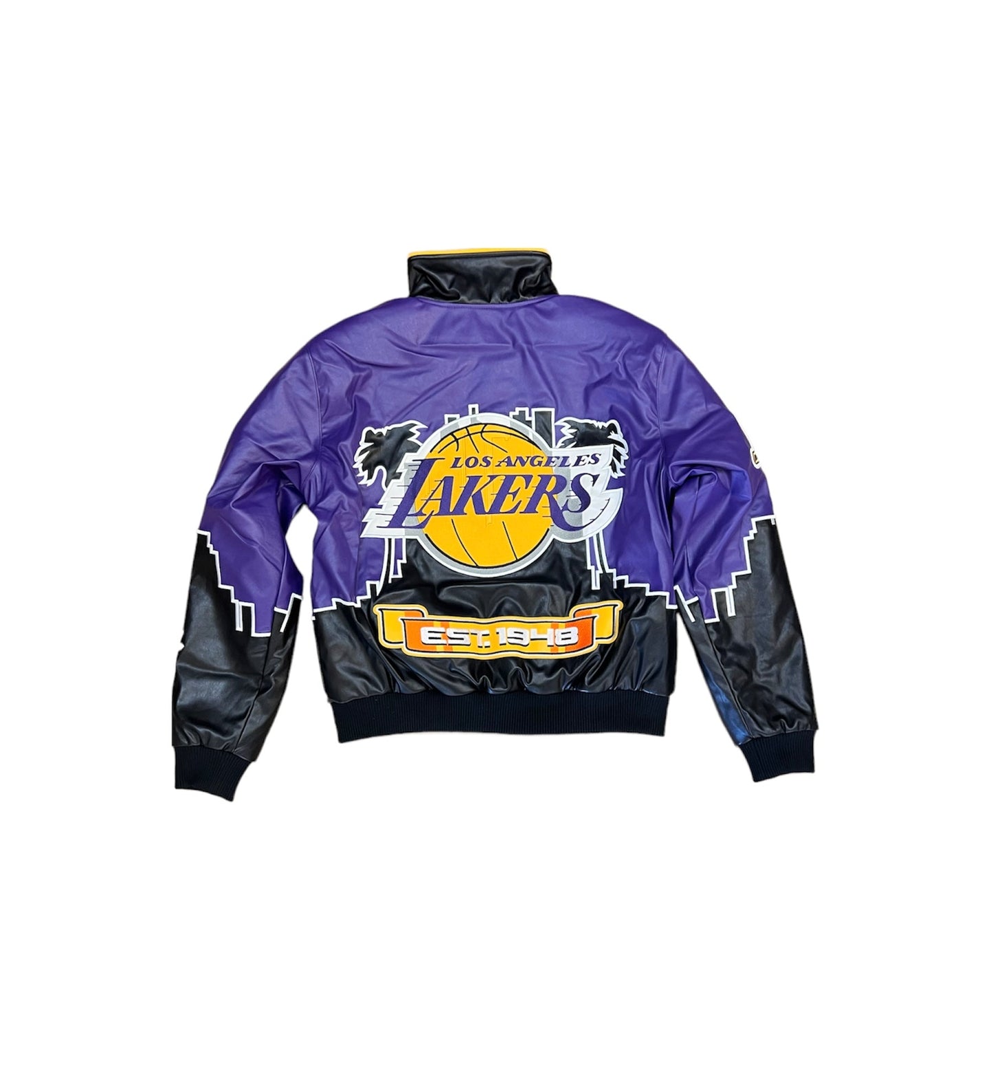 LA LAKERS SKYLINE VEGAN LEATHER JACKET