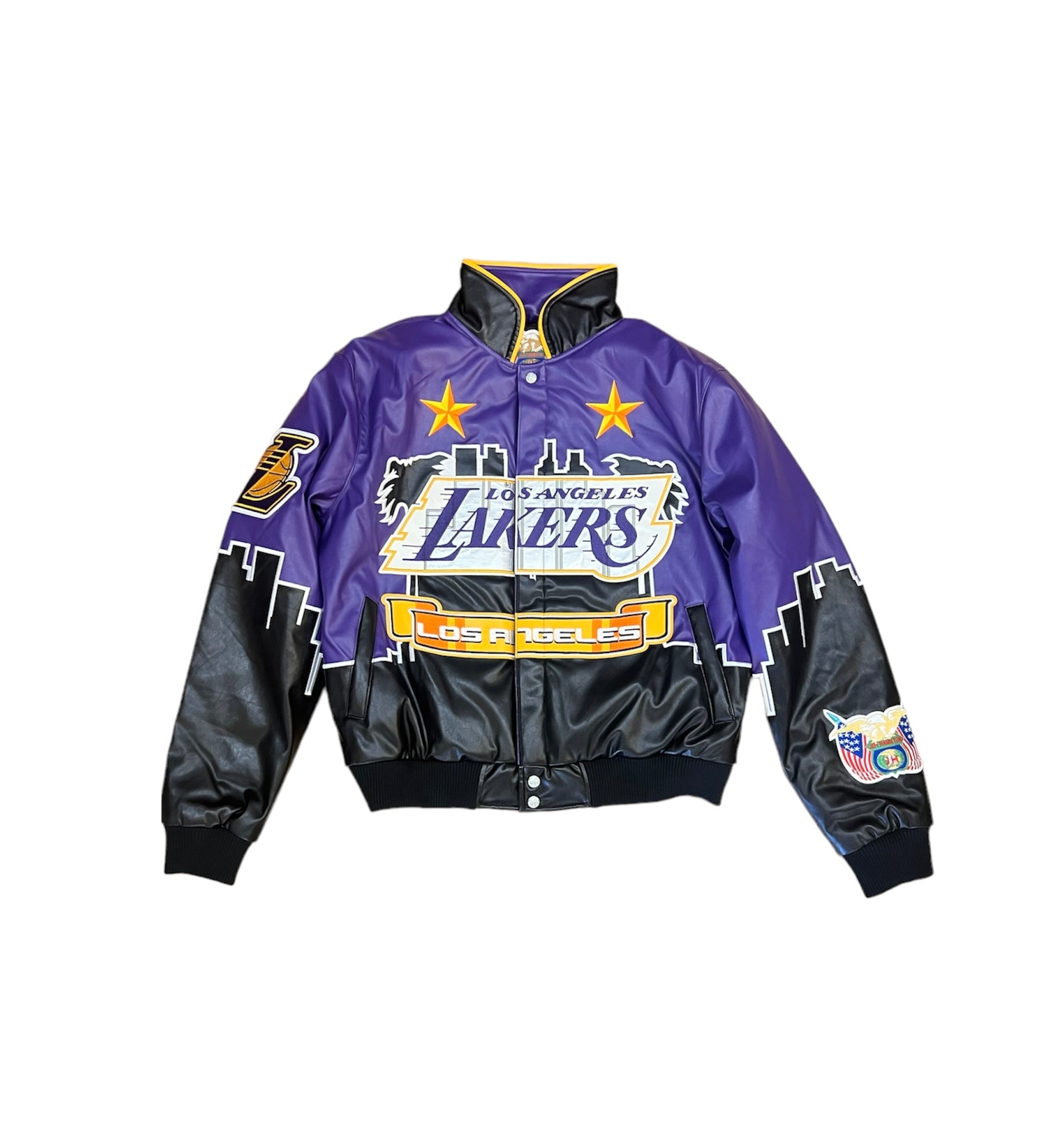 LA LAKERS SKYLINE VEGAN LEATHER JACKET