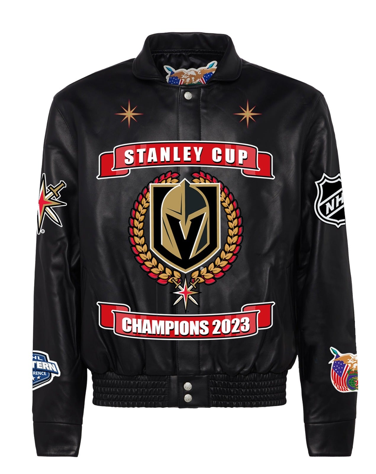 VEGAS GOLDEN KNIGHTS NHL STANLEY CUP CHAMPIONS FULL LEATHER JACKET BLACK