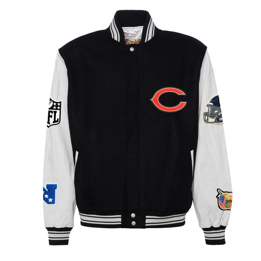 CHICAGO BEARS WOOL & LEATHER VARSITY JACKET Black/White hover image