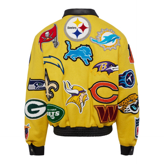 NFL COLLAGE WOOL & LEATHER JACKET Yellow hover image