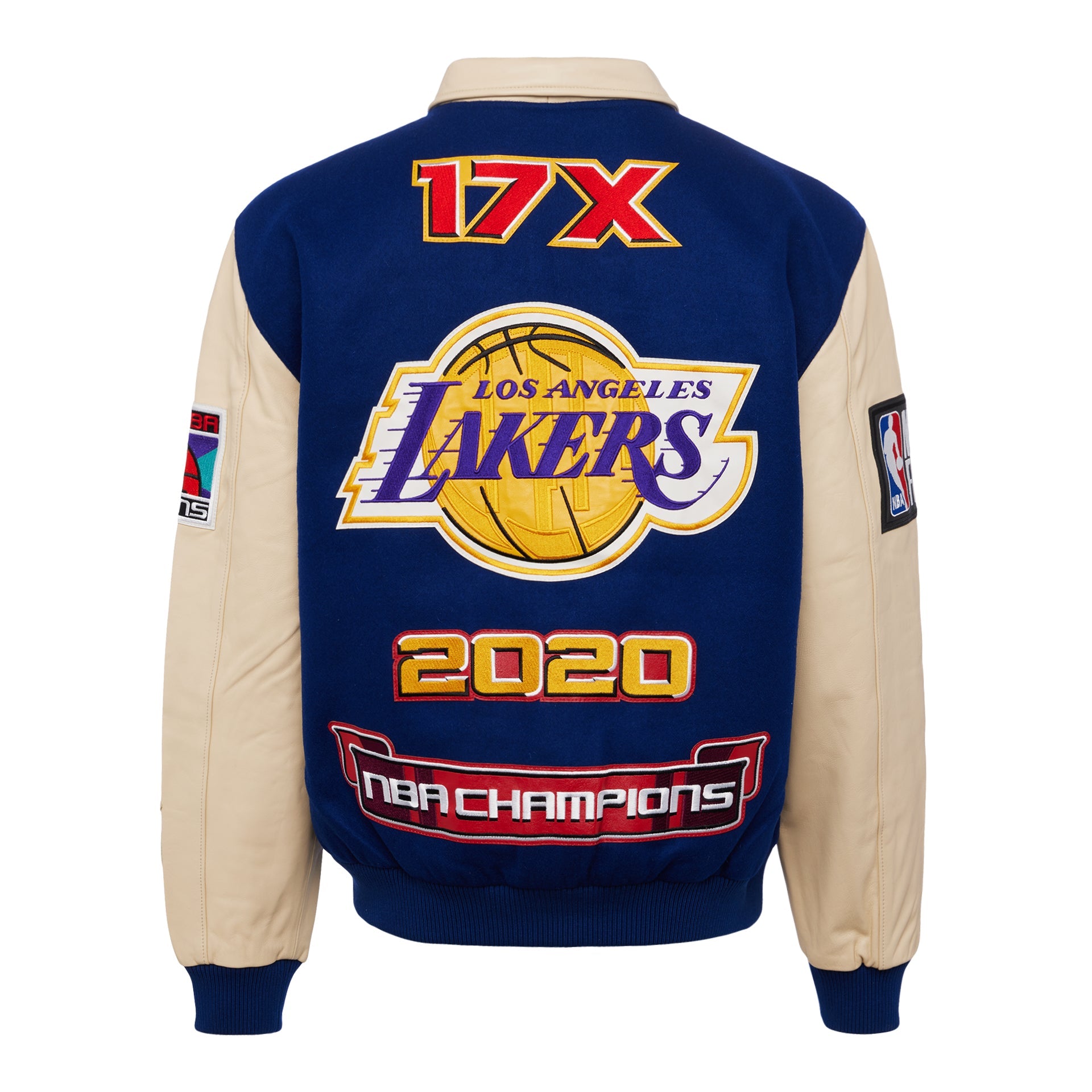 LOS ANGELES LAKERS 2020 CHAMPIONSHIP WOOL & LEATHER JACKET Royal