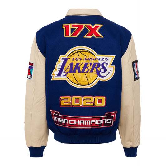 LOS ANGELES LAKERS 2020 CHAMPIONSHIP WOOL & LEATHER JACKET Royal blue hover image