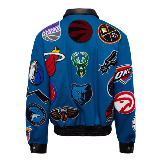 NBA COLLAGE WOOL & LEATHER JACKET Teal hover image