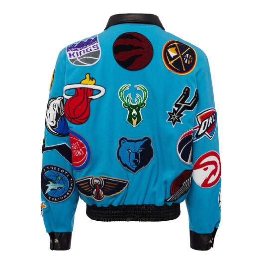 NBA COLLAGE WOOL & LEATHER JACKET Baby Blue hover image