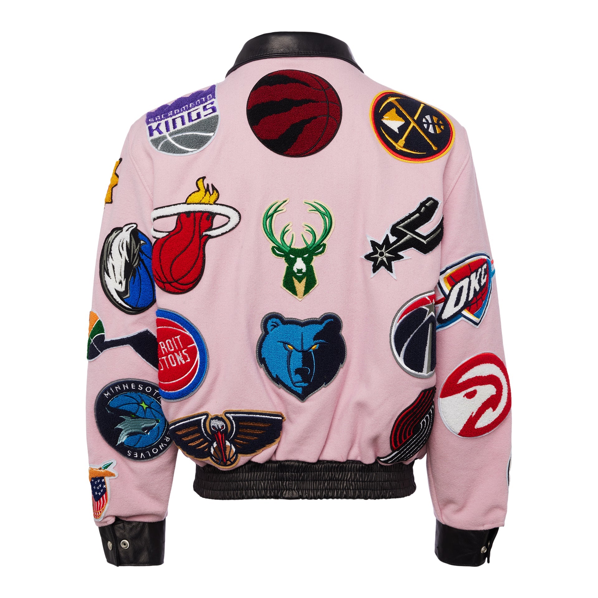 NBA COLLAGE WOOL & LEATHER JACKET Pink