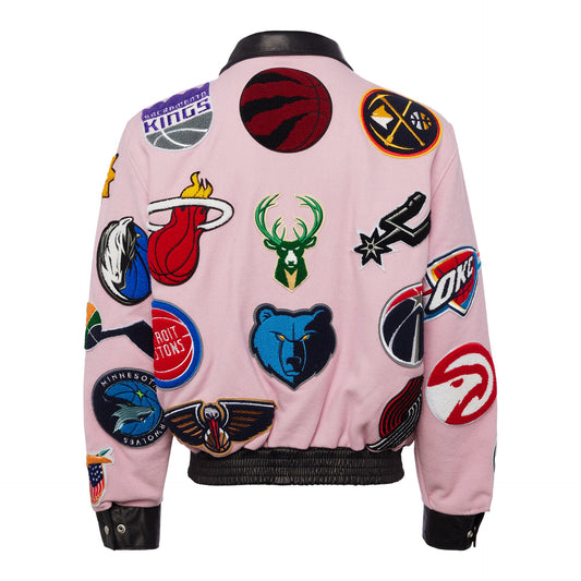 NBA COLLAGE WOOL & LEATHER JACKET Pink hover image