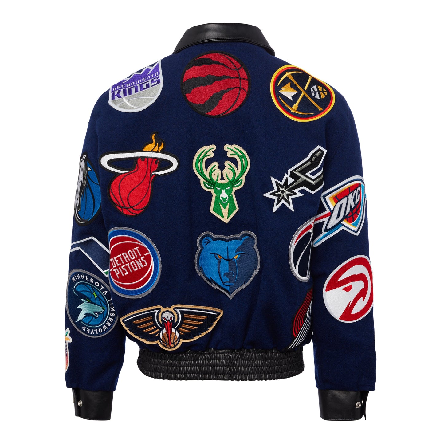 NBA COLLAGE WOOL & LEATHER JACKET Navy