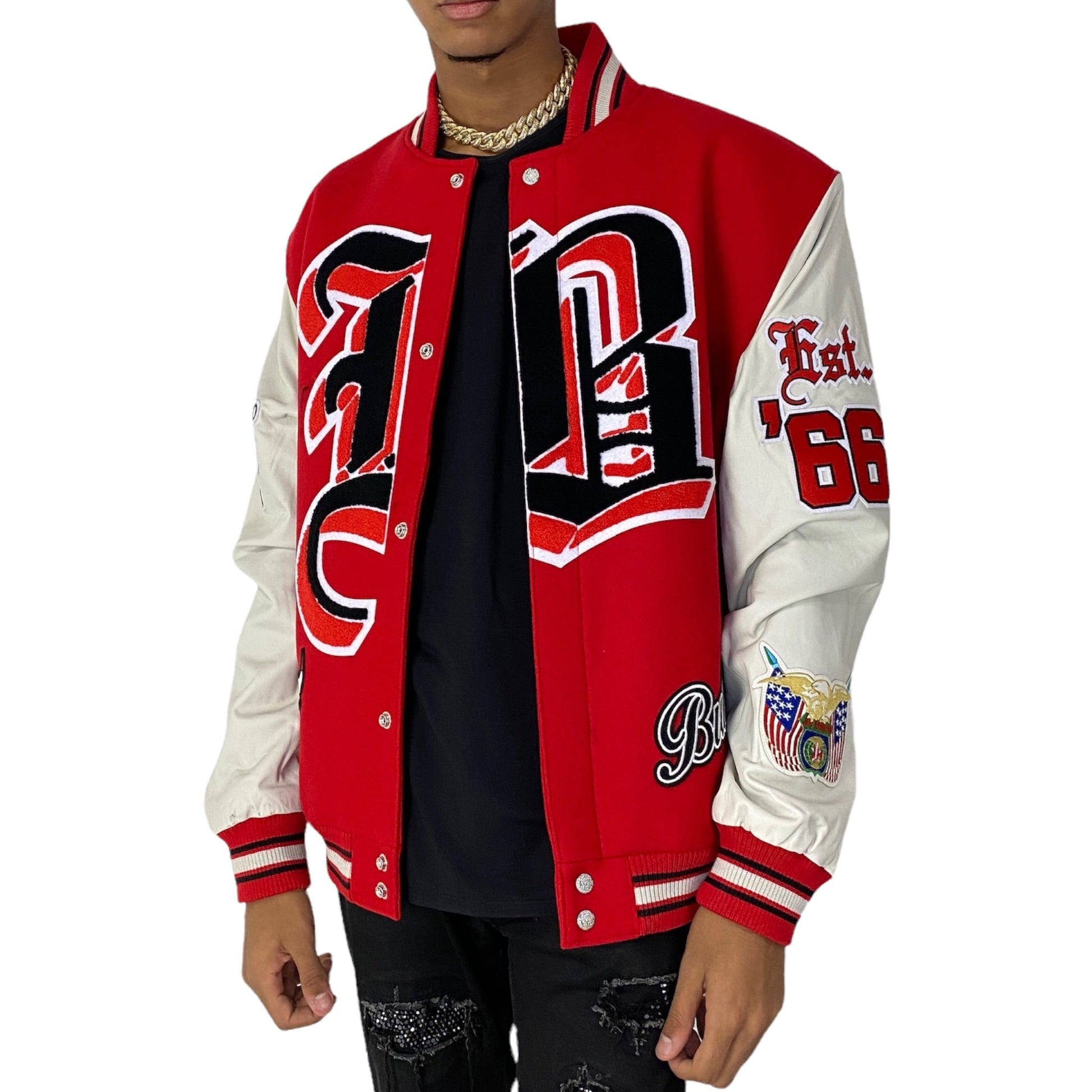 Varsity Chicago Bulls Embroidered Wool Red Jacket