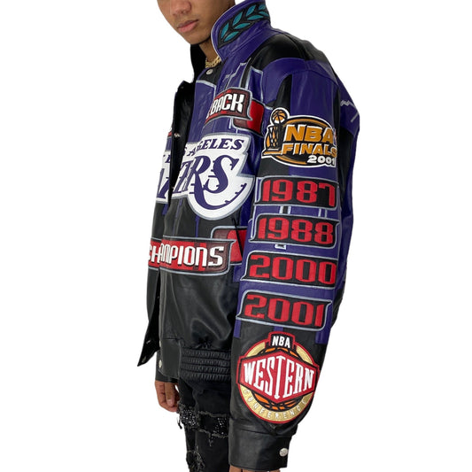 LOS ANGELES LAKERS 2001 CHAMPIONSHIP GENUINE LEATHER JACKET hover image
