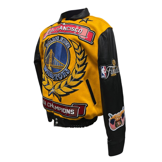 GOLDEN STATE WARRIORS WOOL & LEATHER PLAYOFFS LEATHER JACKET Yellow hover image