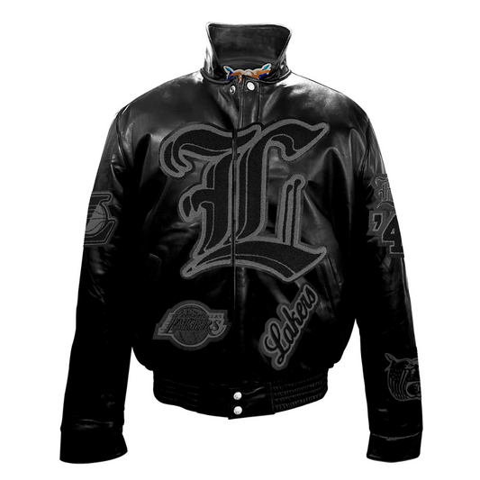 LOS ANGELES LAKERS PUFFER FULL LEATHER JACKET Black