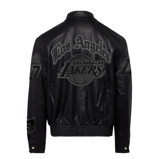 LOS ANGELES LAKERS FULL LEATHER JACKET Black hover image