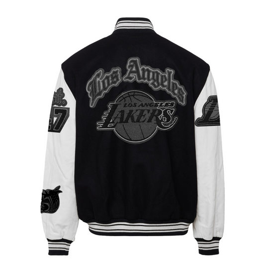 LOS ANGELES LAKERS WOOL & LEATHER VARSITY JACKET Black and white hover image