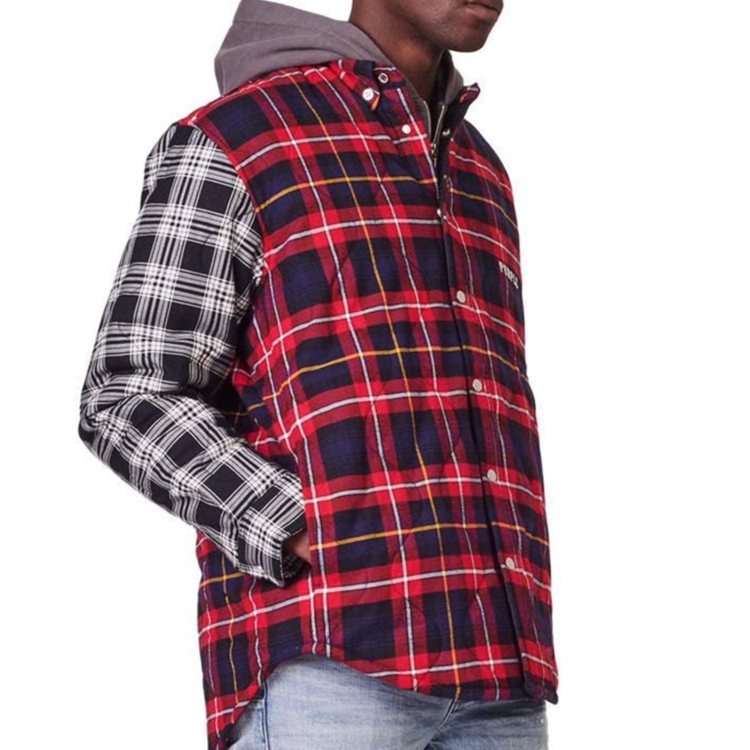 Purple-brand Quilted Plaid Shirt Mens Style : P313-qpre122