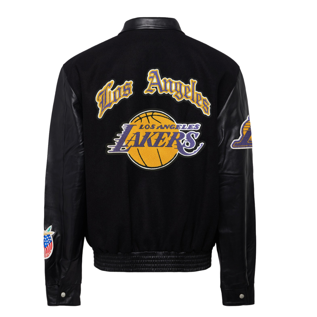 LOS ANGELES LAKERS WOOL & LEATHER Polo-Sweatshirt jacket Black with color