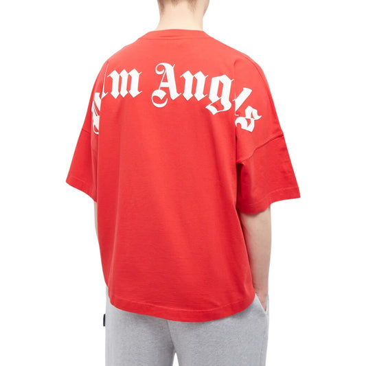 Palm Angels Mock Neck Logo T-Shirt Red/White hover image