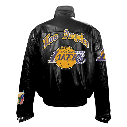 LOS ANGELES LAKERS PUFFER FULL LEATHER JACKET Color hover image