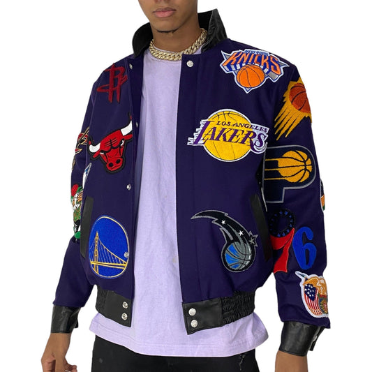 NBA COLLAGE WOOL & LEATHER JACKET Purple hover image