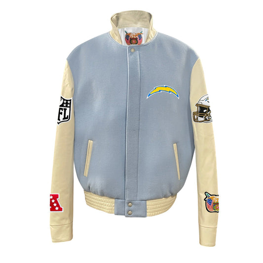LOS ANGELES CHARGERS WOOL & LEATHER VARSITY JACKET Baby Blue hover image