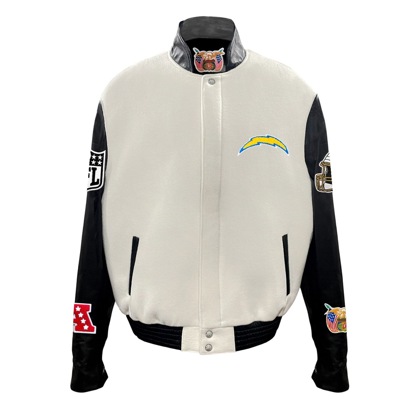 LOS ANGELES CHARGERS WOOL & LEATHER VARSITY JACKET Off White/Black