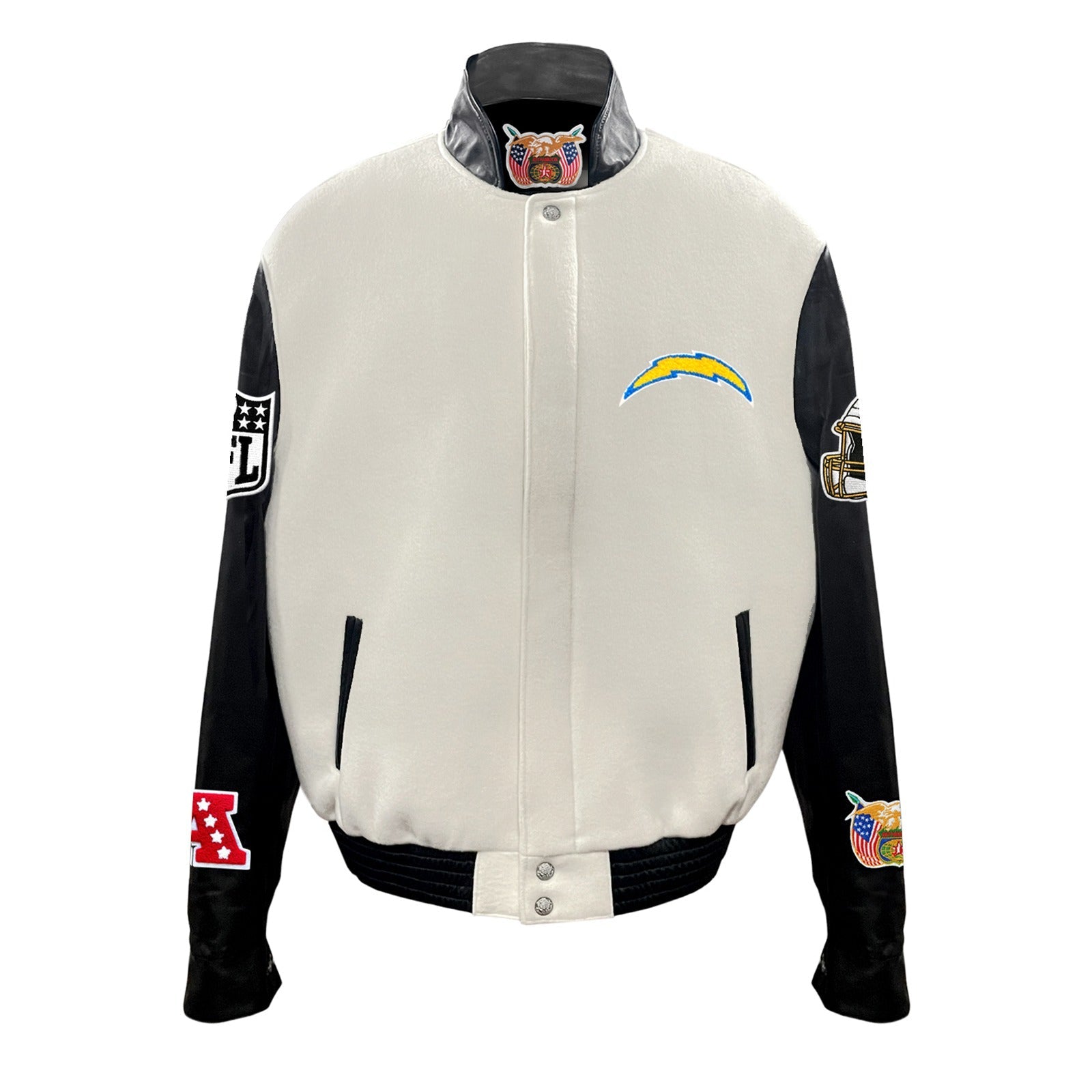 LOS ANGELES CHARGERS WOOL & LEATHER VARSITY JACKET Off White/Black