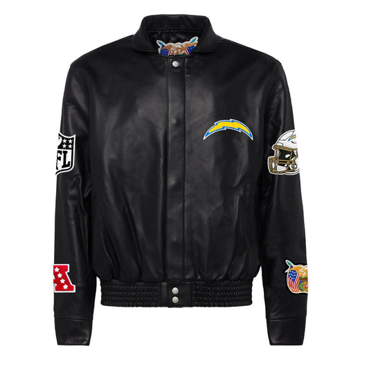 LOS ANGELES CHARGERS FULL LEATHER JACKET Black hover image