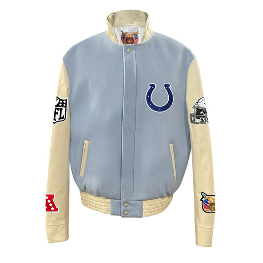 INDIANAPOLIS COLTS WOOL & LEATHER VARSITY JACKET Baby Blue hover image