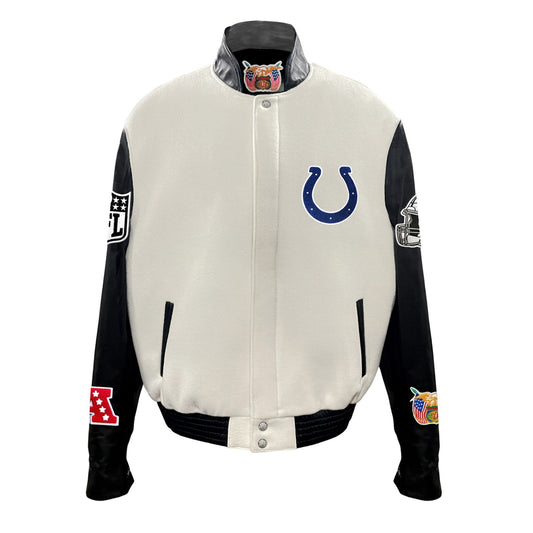 INDIANAPOLIS COLTS WOOL & LEATHER VARSITY JACKET Off White/Black hover image