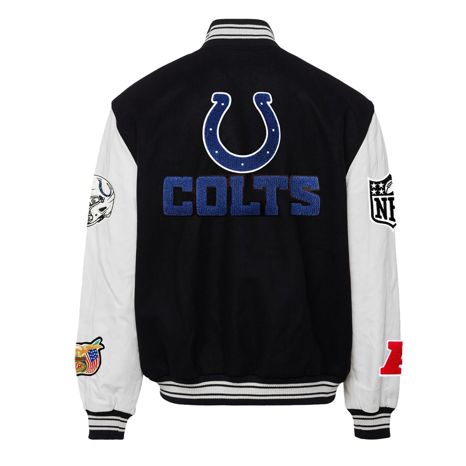 INDIANAPOLIS COLTS PACKERS WOOL & LEATHER VARSITY JACKET Black/White